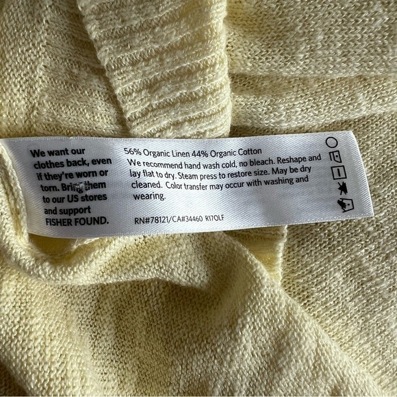 Eileen Fisher V-Neck Linen Sweater Tunic Top Lightweight Yellow Size M/M - Picture 5 of 6